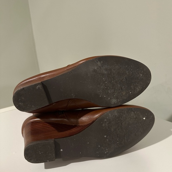 Nine West Tan Tall Leather UpperTextile Lining  Wedge Wide Calf Boots  Sz 7.5 - Picture 12 of 13